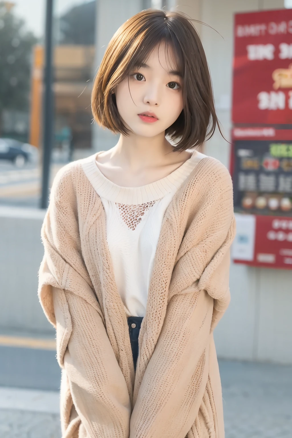 incredibly absurd, beautiful and cute 20-year-old Korean girl with a photorealistic face, showcasing top-quality craftsmanship. Her slender frame is adorned with short, messy hair. The artwork is high-resolution, allowing for ultra-detailed features to be captured flawlessly. The girl is depicted naked with white fluids all over her. The focus lies on the realistic pupils, showcasing depth and emotion.