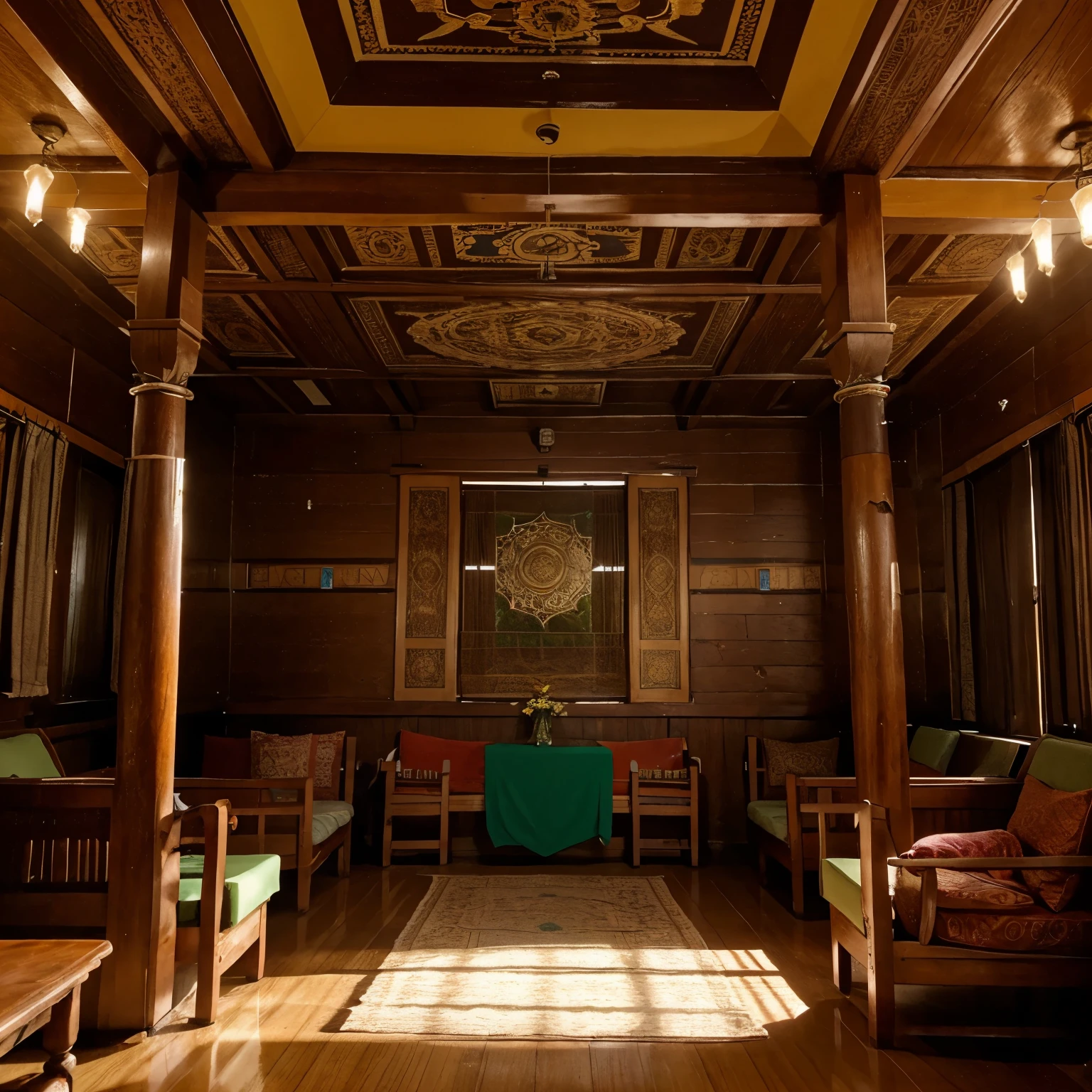Imagine a cozy common room in an old age home filled with 30-40 individuals, each lost in their own thoughts, perhaps with a serene smile on their faces as they dream of embarking on the sacred journey of the 4 Dham Yatra. Some may be reminiscing about past travels, while others envision themselves experiencing the spiritual bliss of visiting these holy sites. The atmosphere is filled with a sense of longing, hope, and quiet anticipation.