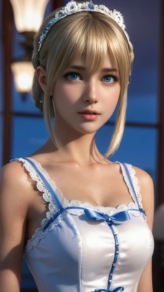 Marie Rose, light blue eyes, (best quality, ultra-detailed), (realistic:1.37), beautiful and detailed face, ultra-realistic texture, delicate face, delicate body, red lipstick, bright colors. High definition, 8k. athletic body
