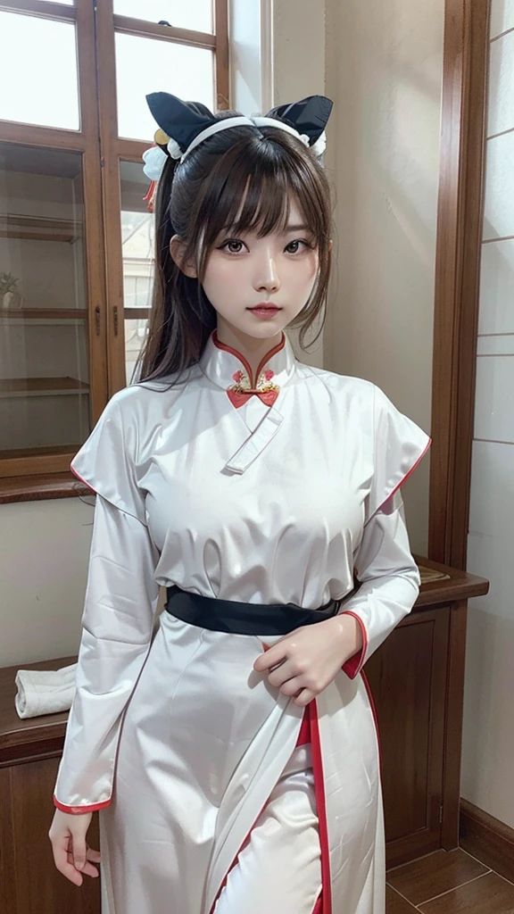 21 year old girl, ancient chinese costume, whole body, sunlight, Clear Face, Clean white background, masterpiece, Super Detail, A magnificent composition, Ultra HD, high quality, Very detailed, Official Art, Uniform 8k wallpaper, Super Detail, 32k
