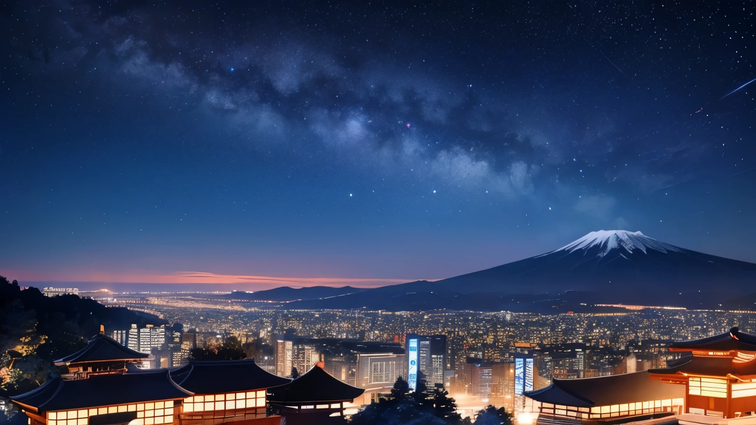 Beautiful Japanese Night Sky Scenery