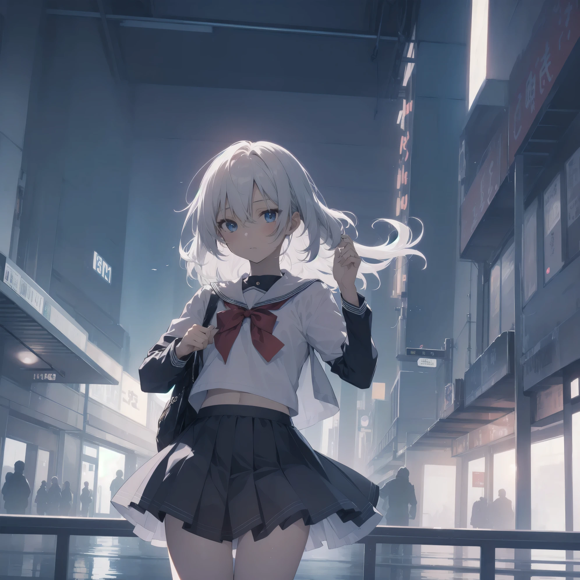 ultra-absurdres-Top quality by artist God, ultra-detailed, high resolution, anime moe artstyle, best anime 8k konachan wallpaper, pixiv contest winner, pool:2810, perfect ???????,break, 1girl, (Please draw a girl walking sleepily to school alone. )break,(Solo,little female, 13-year-old:1.3),Full limbs, complete fingers,a junior high school student, (very short hair), short cut, flat chest, , small butt, small black eyes, beautiful detailed eyes, well-proportioned iris and pupils, expressive eyes, highres detailed hair, soft expression, salor school_uniform, sailor collar, serahuku, bow, pleated skirt,(Detailed Lighting), (Detailed background), in the School commute route. break,super detailed skin, Best cinematic lighting powered by famous artist, 8k,beauty illustration,photoshop_(medium),very aesthetic,break,((artist:clamp )), artist:akinashi yuu ,artist:oyari ashito ,artist:kantoku ,
