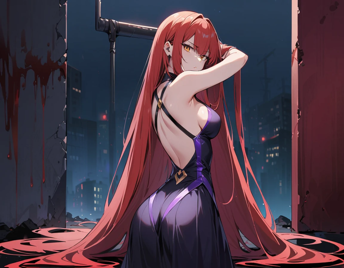 makima \(chainsaw man\), best quality, ultra detailed, 1girl, solo, standing, red hair, long braided hair, golden eyes, bangs, medium breasts, white shirt, necktie, stare, smile, (evil:1.2), looking at viewer, (interview:1.3), (dark background, chains:1.3), sitting, pantyhose, ((1girl)), bottomless, beautiful, masterpiece, best quality, shiny skin, , hand on own ass, ass, looking back, spread ass, SpreadAssMS,
nude,
makima \(chainsaw man\)