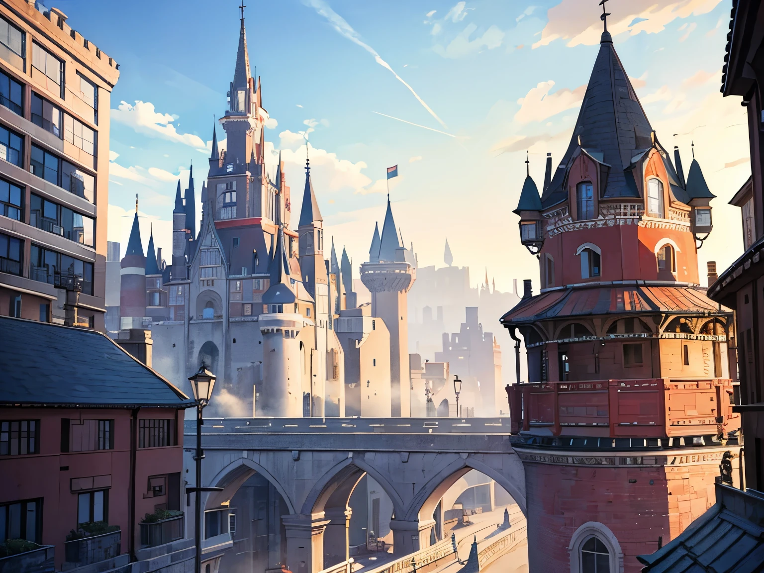 I can see the castle　castle town　Western　Streetscape　No cast　Background only