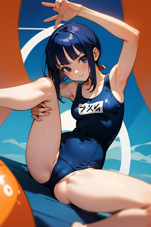 Only One Woman、One piece swimsuit、Navy blue school swimsuit、Spread your legs、stretch