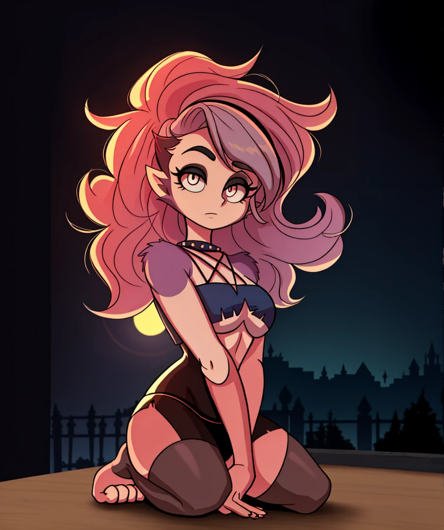 [bea], [pokemon], [Subido a e621.neto; (napalm_expresar)], ((Obra maestra)), ((High Definition)), ((high resolution)), ((retrato en solitario)), ((cuerpo completo)), ((Vista frontal)), ((pies visibles)), ((sombreado detallado)), ((hermoso arte de renderizado)), ((detalles intrincados)), {chica anime; (piel de tono oscuro), (lindos ojos grises), (Short eyelashes), pelo corto y blanco, (caderas curvas), (defined muscles), (hermosas piernas musculosas), (pies hermosos), (expresarionless)}, {(body de yoga negro con rayas naranjas), (diadema negra)}, {(de pie), (mirando a lo lejos)}, [Fondo; (sala abierta), (Gimnasia), (Gimnasia equipment), (luces de techo), (rayos de sol), (Cielo rosa y naranja)]