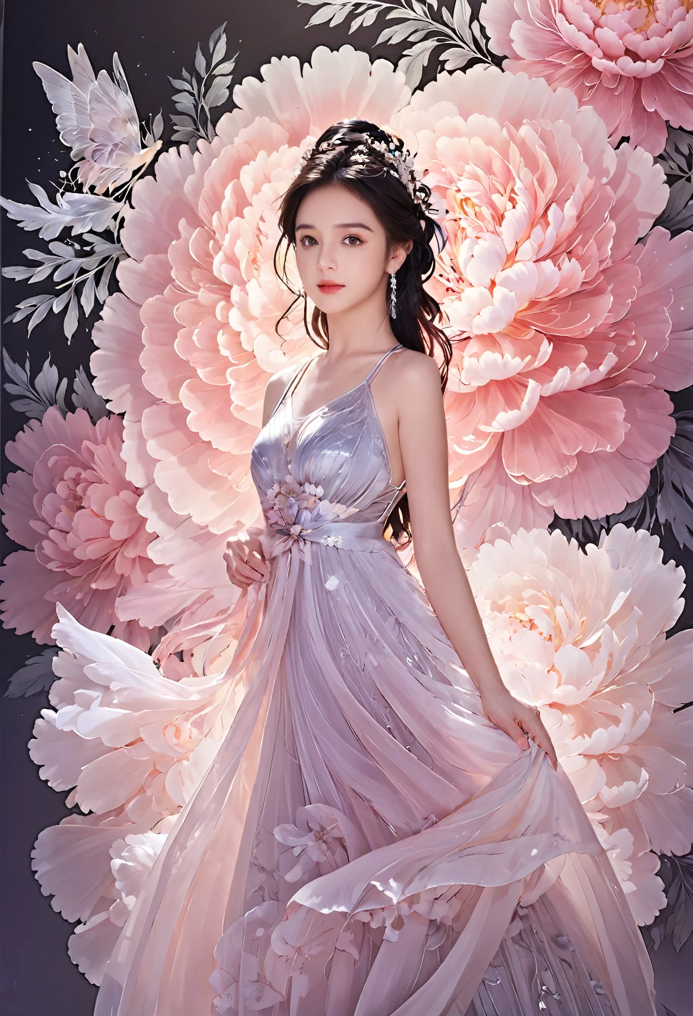 (masterpiece,best quality,Practical:1.2),1 Girl,Flower background,