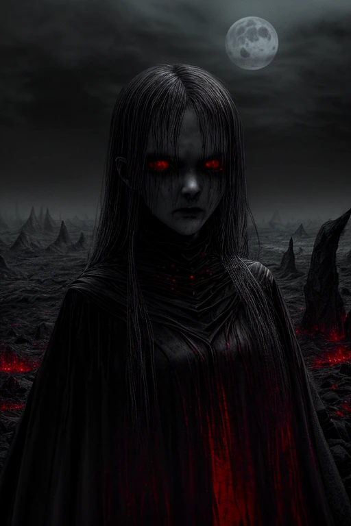 (best quality, highres, ultra-detailed:1.2),(dark, eerie, unsettling),(horror),(blood-red,sinister,terrifying,ominous),(moonlit),(macabre figure in the background),(cracked lava spewing blood),(demonic figure),(angel of darkness),(haunting),(ominous landscape),(red mist),(ominous shadows),(nightmarish),(chilling),(eerie whispers),(gothic),(ominous atmosphere),(sinister presence),(creepy),(trembling trees),(foreboding),(unsettling silence),(dreary),(sinister aura),(mysterious),(nightmare-inducing),(haunted),(dread-filled),(sinister secrets),(ominous glow),(spooky),(malevolent),(uneasy feeling),(terrifying sounds),(dreadful),(mysterious figure),(eerie moonlit scene),(sinister energy),(ghastly),(blood-curdling),(ominous figures),(chilling wind),(macabre landscape),(ominous ambiance),(nightmarish presence),(hauntingly beautiful),(horrific),(gloomy),(supernatural),(chilling moonlight),(eerie stillness),(sinister eyes),(blackened sky),(ghostly),(creepy atmosphere),(unearthly)