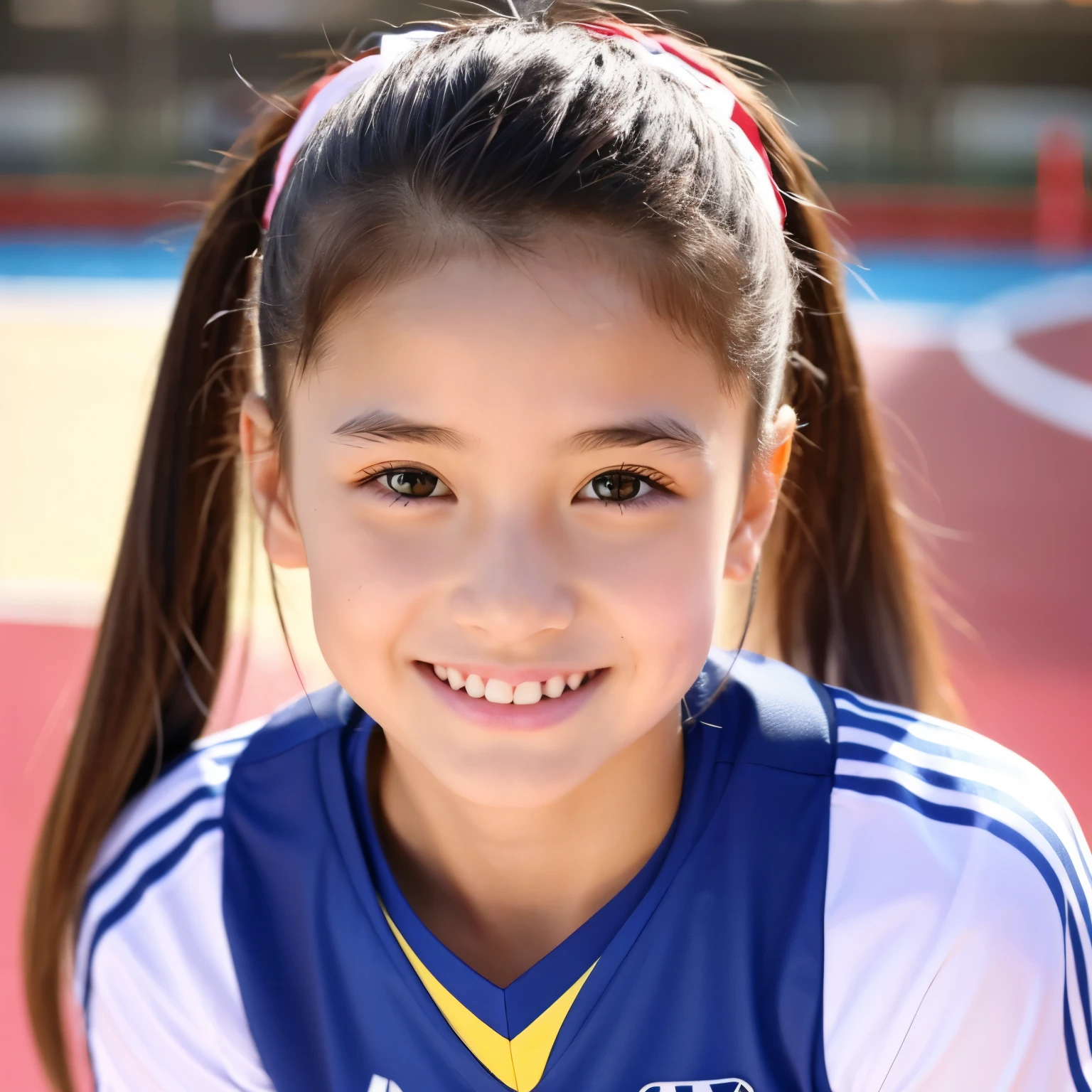 13 years old。smile、Beautiful eyes、Beautiful colored volleyball uniform,shine、nice、