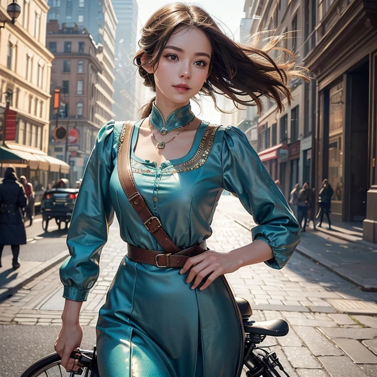 as a high-resolution image of an ancient bicycle in the bustling streets of Baker Street. The bicycle showcases intricate details and a vintage aesthetic, capturing the essence of the bygone era. The rider, with hair flowing in the wind, exudes a sense of freedom and joy as they confidently maneuver through the busy street.
The emphasis is on the highest quality, with the image crafted to be a masterpiece in itself. It boasts an 8K resolution, allowing for every intricate detail to be captured and displayed flawlessly. The image quality is unparalleled, offering a visually stunning experience for the viewer. The overall image radiates an award-winning aura, showcasing the skill and artistry involved in its creation.
The rider's anatomy is depicted with utmost accuracy, showcasing the human body's form and movement. Their expressive eyes invite the viewer's attention, smiling brightly to create a warm and engaging atmosphere. The shining fair skin of the rider is meticulously rendered in ultra-high resolution, highlighting every subtle texture and nuance.
The face is the centerpiece of the image, drawn with meticulous attention to detail. Every contour, feature, and expression is captured with utmost precision. The viewer can immerse themselves in the ultra-high resolution detailed face, marveling at the lifelike portrayal. The eyes, in particular, are a captivating focal point, shimmering with a stunning level of detail and realism.
To add depth and visual interest, the background is slightly blurred, placing the main focus on the rider and the bicycle. This creates a sense of motion and highlights the subject's presence within the bustling streets. The ancient Islamic clothes worn by the rider lend an exotic flair, enhancing the overall aesthetic of the image. A chest tattoo further adds to the rider's enigmatic charm, symbolizing their intriguing persona.
The color palette of the image is carefully selected to evoke a nostalgic and timeless atmosphere. Warm a