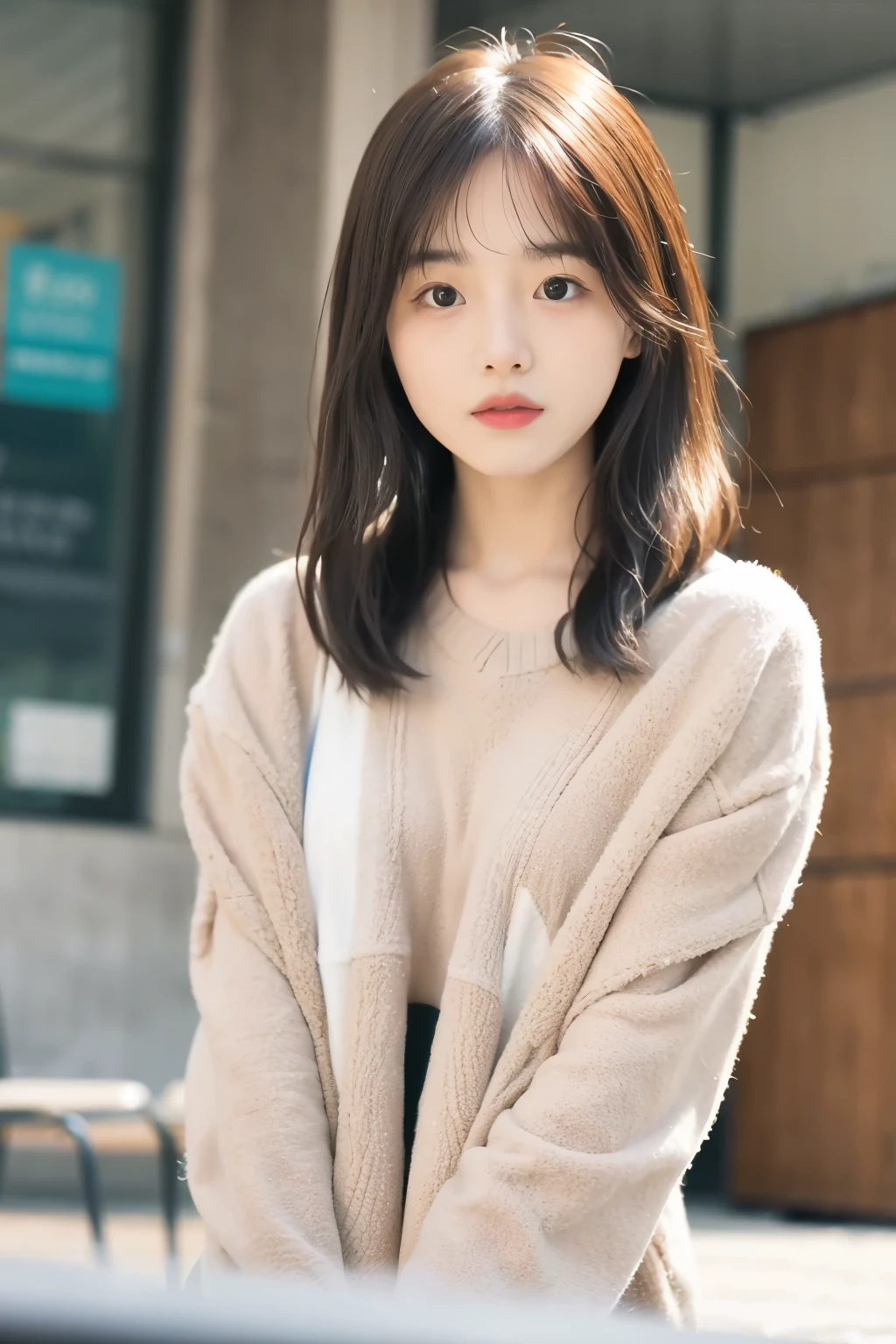 incredibly absurd, beautiful and cute 20-year-old Korean girl with a photorealistic face, showcasing top-quality craftsmanship. Her slender frame is adorned with short, messy hair. The artwork is high-resolution, allowing for ultra-detailed features to be captured flawlessly. The girl is depicted naked with white fluids all over her. The focus lies on the realistic pupils, showcasing depth and emotion.