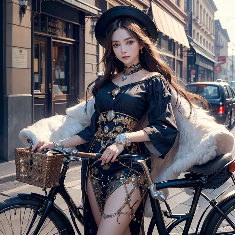 As a high-resolution image of an antique bicycle parked on the busy street of Baker Street. This bike boasts exquisite detailing and a vintage aesthetic., Capturing the essence of a bygone era. rider, Hair fluttering in the wind, They run confidently through the crowded streets.、It gives me joy and happiness。.

Focus on the highest quality, An image made to be a masterpiece in itself. Boasting 8K resolution, Perfectly capture every intricate detail、can be displayed. The image quality is unparalleled, Create a visually stunning experience for your audience. The overall image exudes an award-winning aura.,

The face is at the center of the image, Drawn with meticulous attention to detail. All Contours, Features, Facial expressions are captured with great accuracy. Viewers can immerse themselves in ultra-high resolution detailed faces, Marvel at the vivid depictions. eye, especially, It is an attractive focal point, Shining with stunning detail and realism.

Add depth and visual interest, The ancient Islamic costumes worn give off an exotic vibe., enhancing the overall aesthetic of the image. Tatoo in the chest gives attractive charm, Symbolize their attractive personality.

The color palette of the image is、Carefully selected to evoke a nostalgic and timeless atmosphere。. 