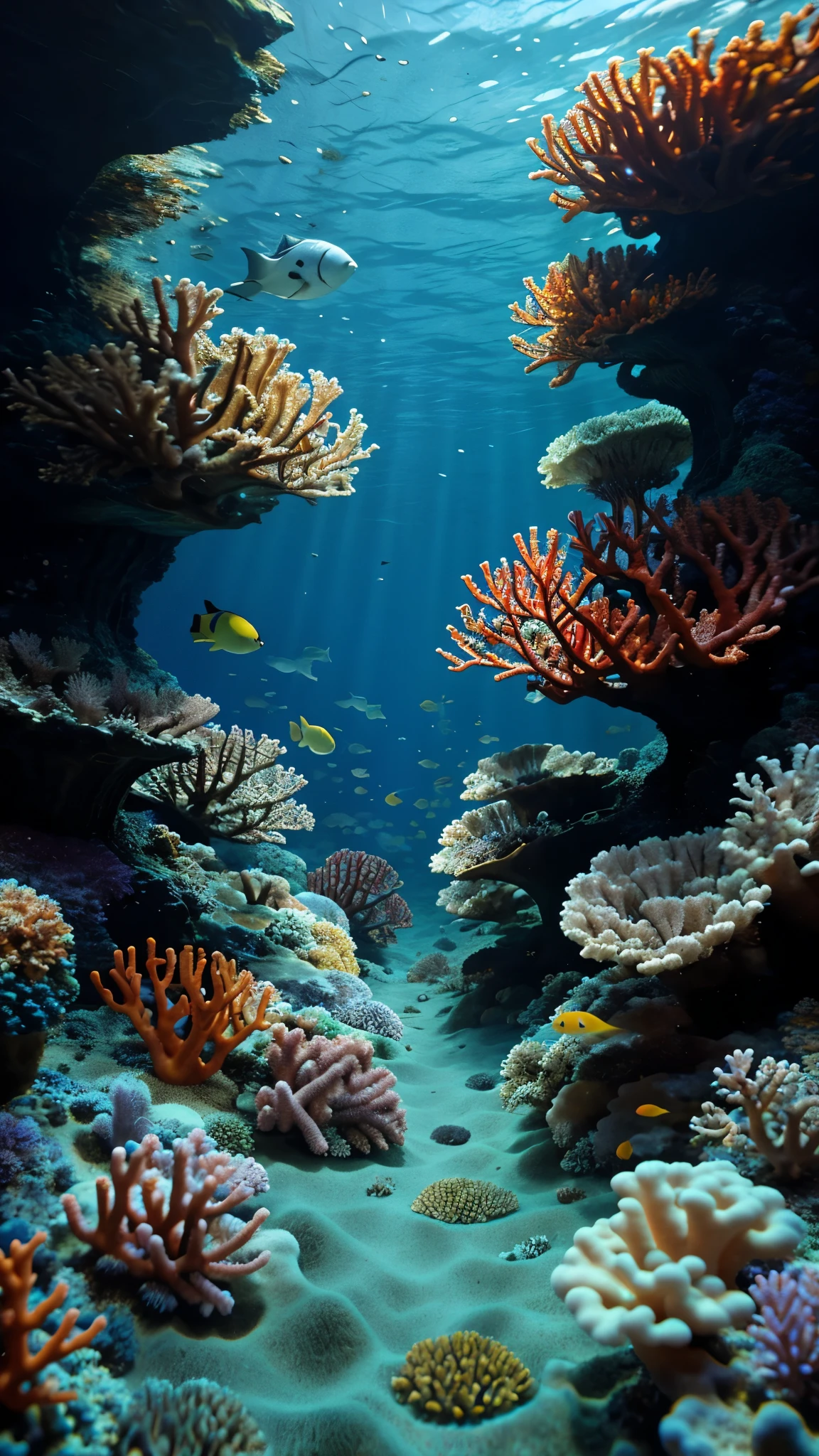 Create a colorful underwater scene f vibrant coral reef.