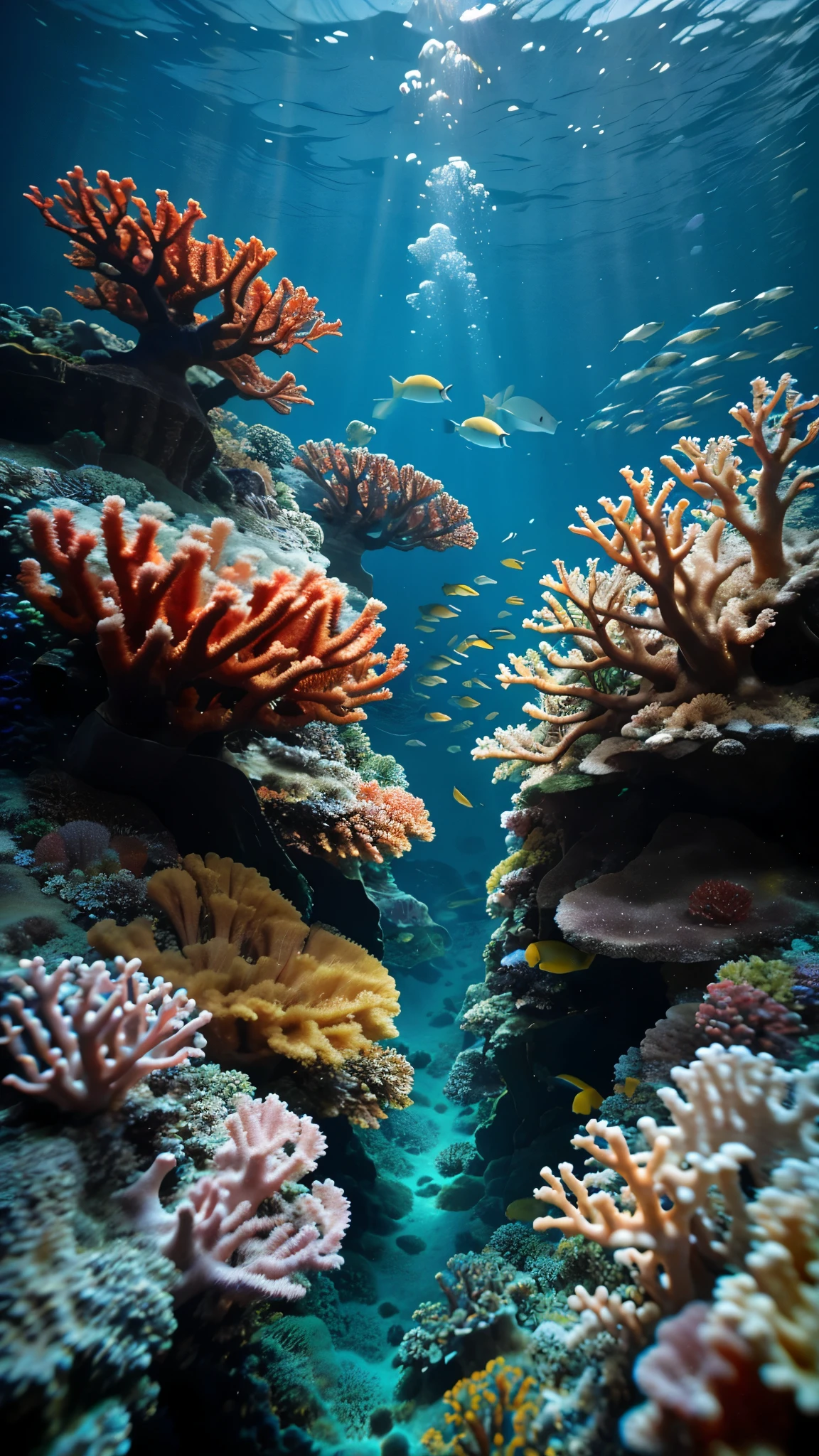 Create a colorful underwater scene f vibrant coral reef.