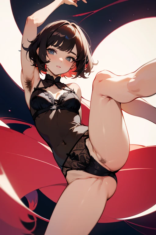 Only One Woman、short hair、Wearing lingerie、Hairy armpits、Leg spread
