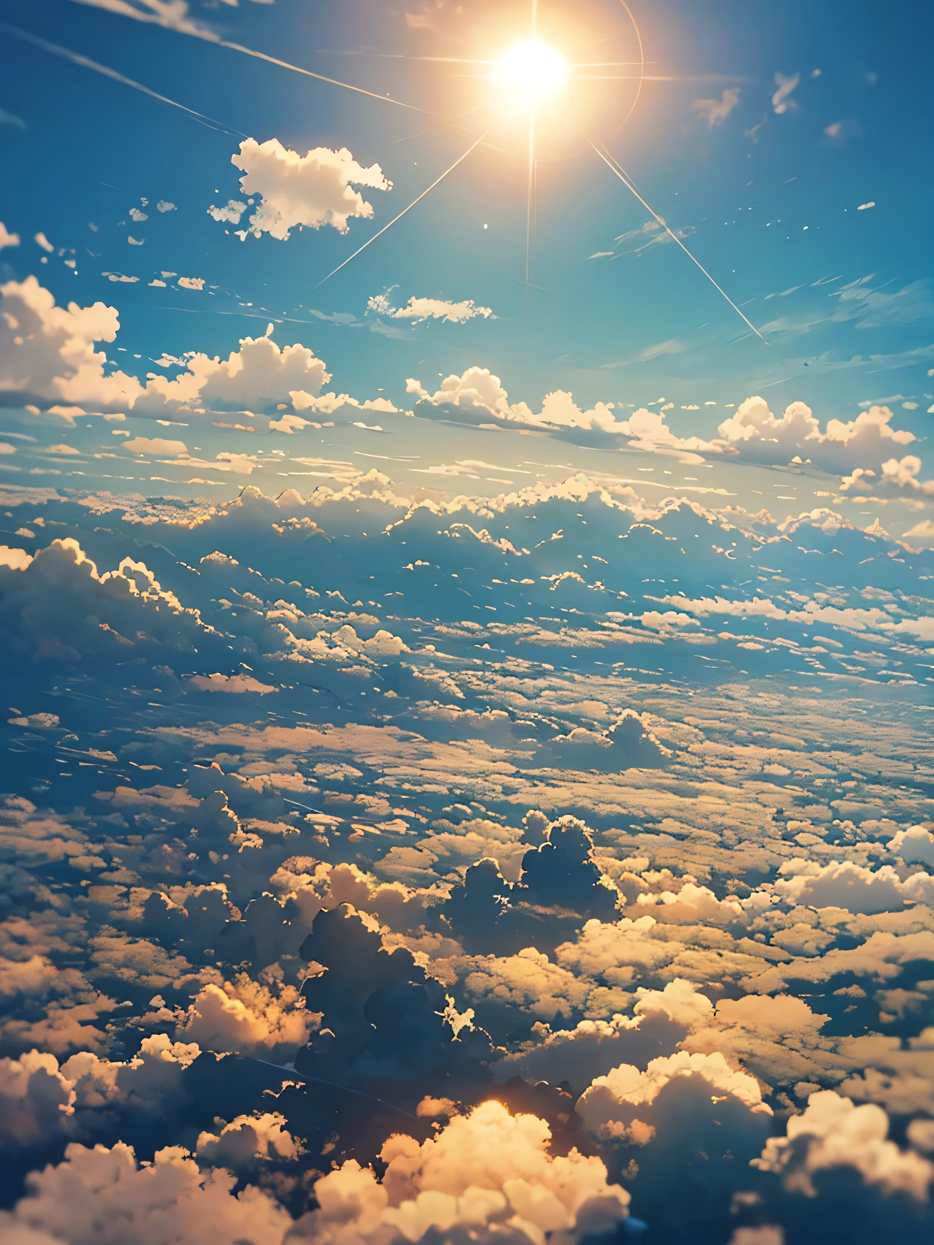 Ceu. Nuvens, realista, ceu com nuvens, sol, dia iluminado 