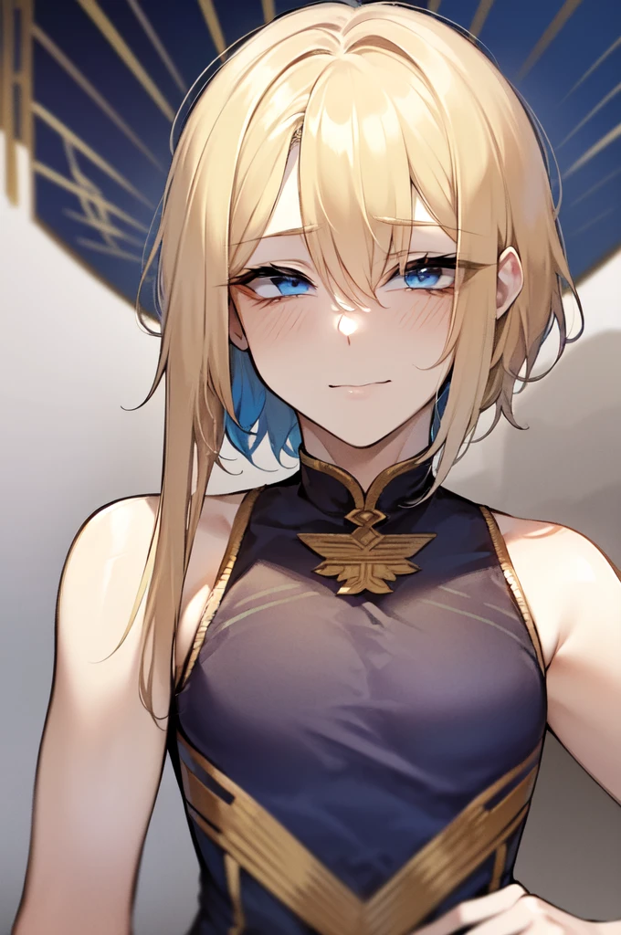 (long-eyelashes)(blonde hair)(long hair)(anime)(anime style) (cinematic lighting)(masterpiece)(accurate)(anatomically correct)(super detail)(high details)(high quality)(best quality)(highers, 8k)(Modern clothes)(youthful appearance)(18 years old boy)(soft features)(delicate facial structure)(narrow chin)(slender neck)(gentle smile)(captivating expression)(natural lighting)(soft and dreamy atmosphere)(solo)(nose blush)(light blush)(red lips)(happy)(glint)(seductive smile)(ear blush)(bright pupils)(wide eyes)(blue eyes)(masterpiece) (Very detailed) (Half realistic)(blond hair)(long hair) (Delicate and delicate facial features)(ultra-detailed)(best quality)(perfect body)(detailed eyes:1.3)(clothed)(wide hips)(perfect hands and eyes)((perfect face)(sensual hips)(perfect slender body torso 1.2)(8k)(anatomically correct)(shaved)(thigh gap:1.2)(cinematic lighting:1.2)(high resolution:1.3)(dynamic shadows)(standing:1.3)(anime)(1 boy)(Solo)(looking at viewer)(best quality, 4k, highers, masterpiece:1.2)(ultra-detailed)(portraits)(beautiful detailed eyes)(beautiful detailed lips)(long eyelashes)(fair skin)(youthful appearance)(one boy)(feminine boy)
