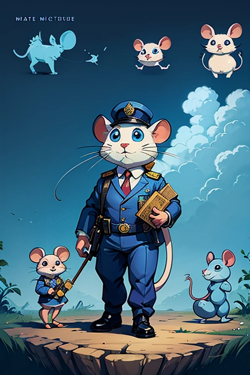 Imaginative concept art of a cute creature inspired by Lora, with the appearance of a mouse and dressed as a policeman. (CuteCreatures tag weighted at 0.9)