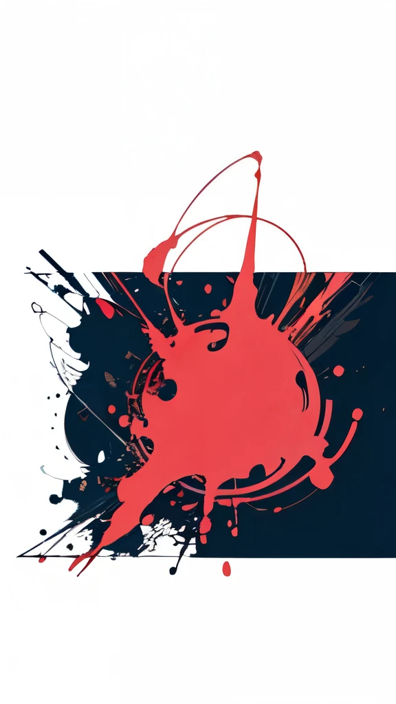 simple background, monochrome, horror (theme) there is a broken picture, black paint splatted, (((reaper))), red blood splatted, smoked, red blood