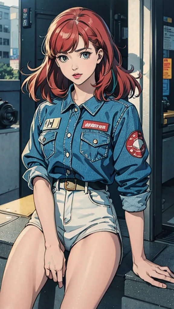 A beautiful young woman, combination of Erin Moriarty:0.7, joey king:0.5, sydney sweeney:0.4 full body portrait, line art, high-quality ink drawing, ultra-detailed, realistic shading, vibrant colors, elegant posture, hanging out, vivid colors, flat image,  Looking at the viewer in hip-hop style streetwear, different, colorfull, long, highly colored hair 🌈