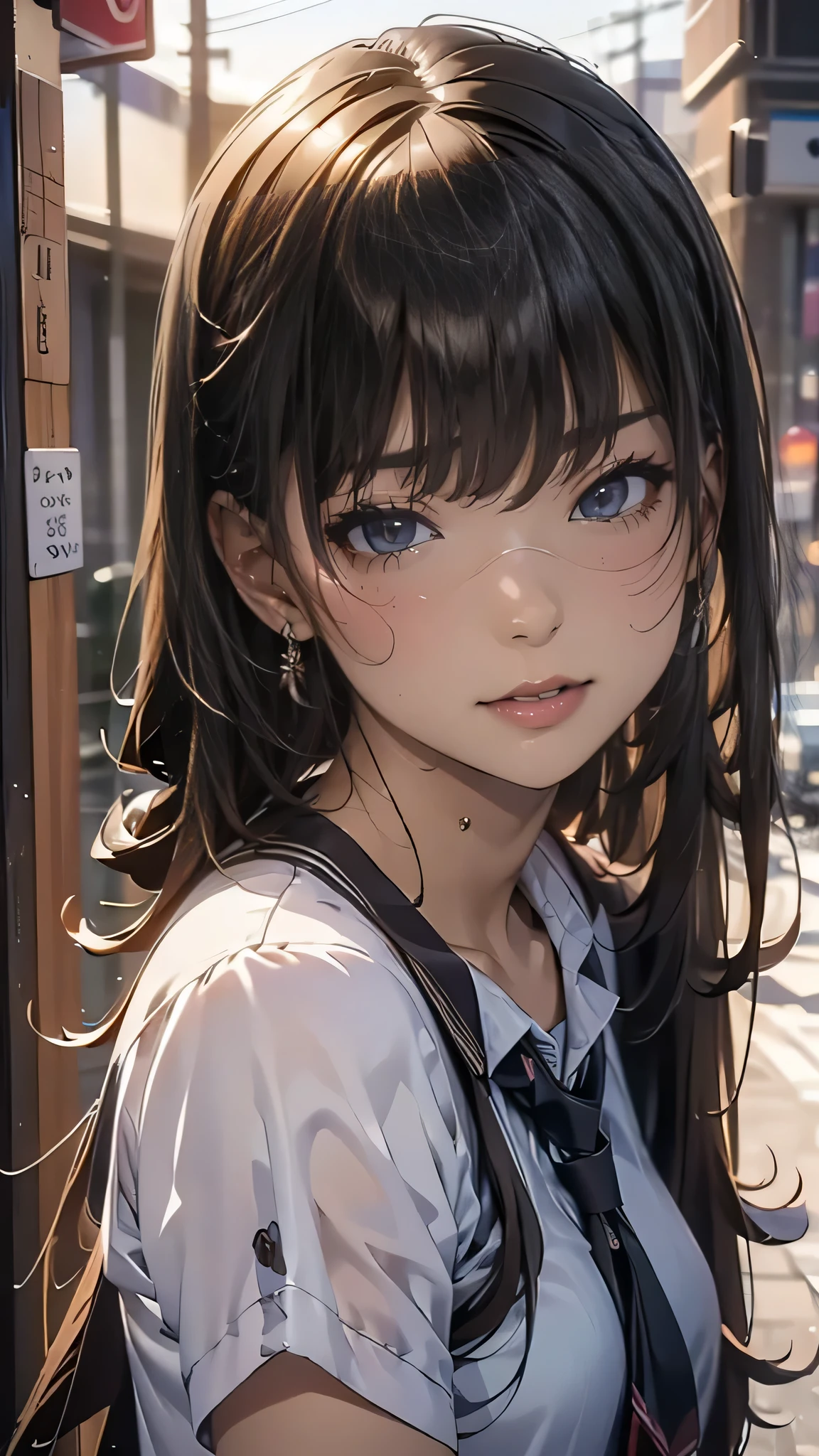 high school girl,(leaning forward:1.2),(random hairstyle),(Highest image quality,(8K), Ultra-realistic, Best Quality, High quality, High Definition, high quality texture, high detailing, Beautiful detailed, fine detailed, extremely details CG, Detailed texture, realistic representation of face, masterpiece, presence)