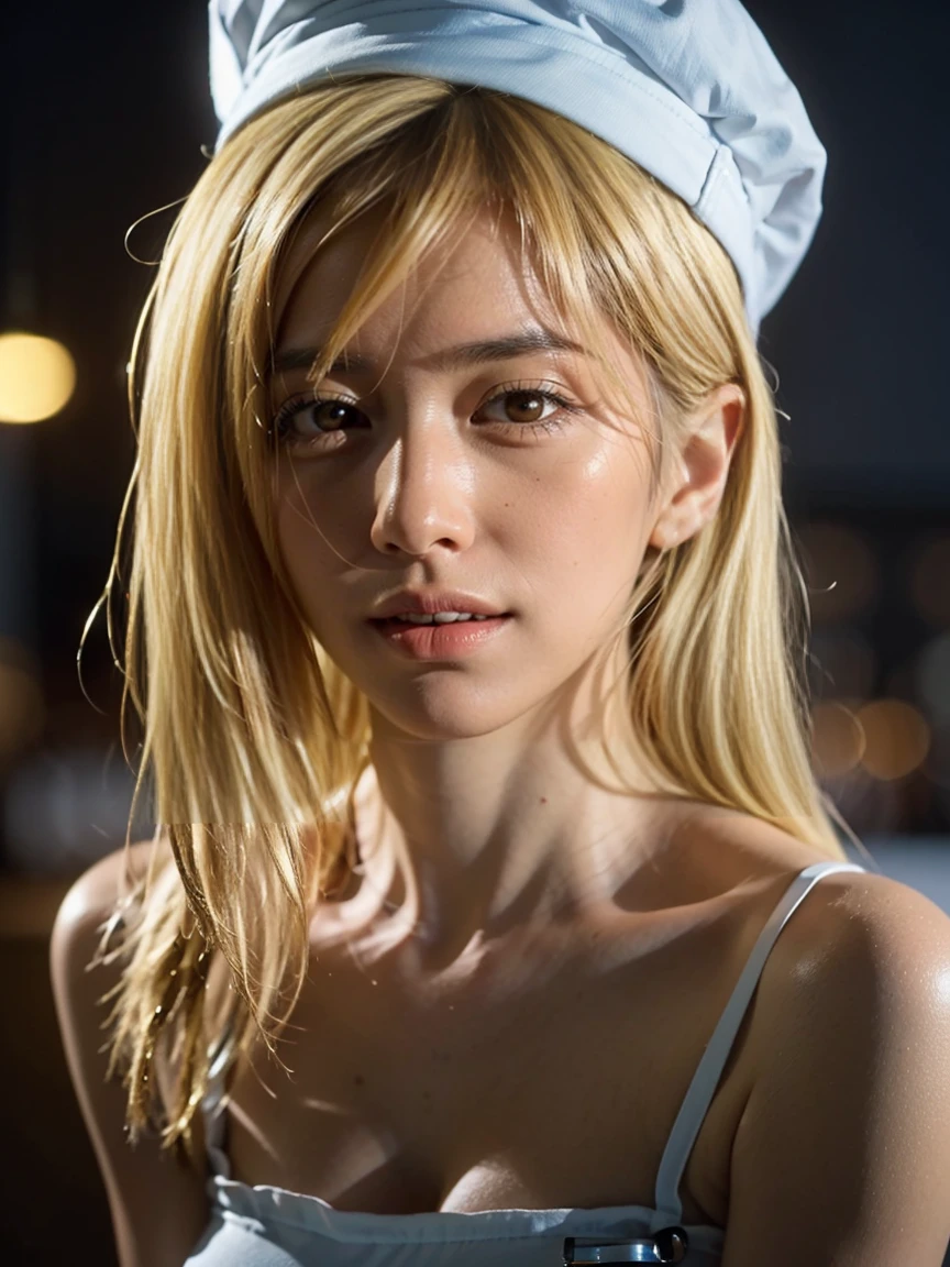 (1 lady), The beautiful, (Best quality at best:1.4), (ultra - detailed), (extremely detailed CG unified 16k), gold blonde hair, A Beautiful Woman with Perfect Figure: 1.4, Sharp Focus: 1.2, very detailed, High-definition RAW color photo, professional photoshooting, amazing face and eyes, cosmetics, (amazingly beautiful girl), ((Miyo, tall woman, taller)), ((nurse attire, nurse cap, thighhighs)), standing, sexyposture,(Stylish urban landscape, day light), (look from down), realistic cinematic face, head to feet long wide zoomed out view, full body long view, photorealistic, ((realistic natural blonde hair style, honey eyes)), gorgeous, extremely beautiful face, perfect model beauty, pout mouth, flirting smile, cleavages, city girl, western, (masterpiece), best quality, high resolution, extremely detailed, detailed background, depth of field, cinematic lighting, amazing legs, clear and well-cared skin, big ass, round ass, athletic, big proportions body, looking at viewer