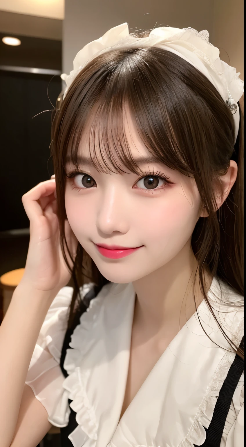Tabletop, highest quality, shape, Very detailed, finely, High resolution, 8k wallpaper, 完璧なダイナミックな構shape, Beautiful and detailed,ランダムなcute髪,,Natural color lip, Bold sexy pose,smile、20-year-old girl、cute、Looking at the camera,Always blur the background,Perfect and beautiful face,Slim face and figure,Big eyes、Putting on gal makeup,Small face,Shooting from below、Blurred Background,Elegant feminine face、smile、Actual Photos、Lolita Fashion