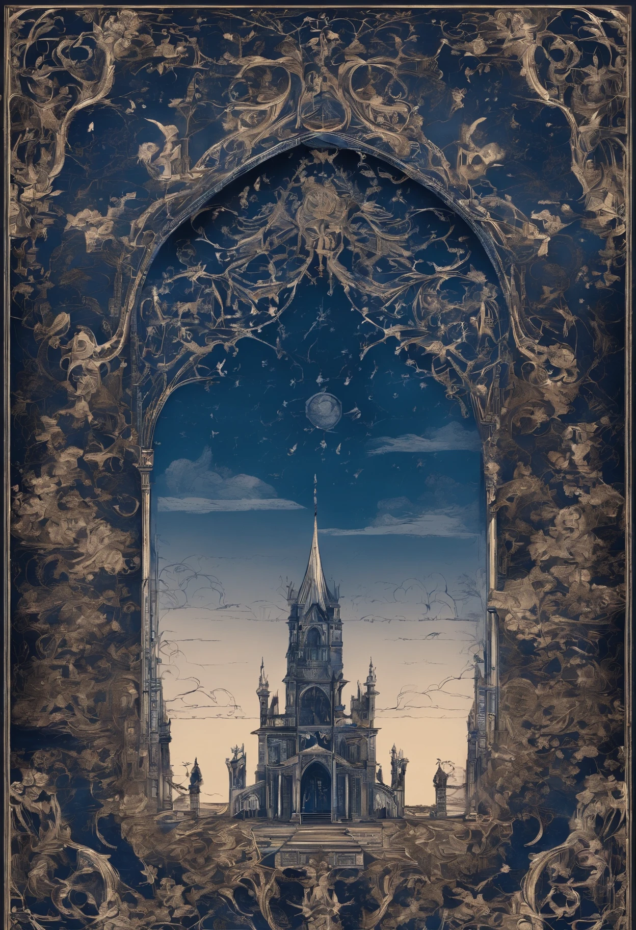 Deep blue sky, inflammation, Something is emerging, No Fantastic Style – L'oeil Fantastic details, Blinking causes loss of detail, Wickerno, Dark and eerie gothic, Romantic Gothic, Dark and glamorous gothic