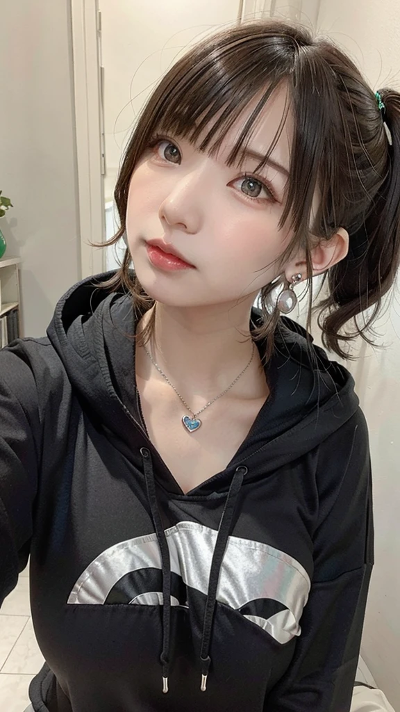 , huge, Twin tails, Silver Hair, hoodie, Vintage Gothic, Pause, cute, Look up, high quality, necklace, ring, bracelet, Earrings