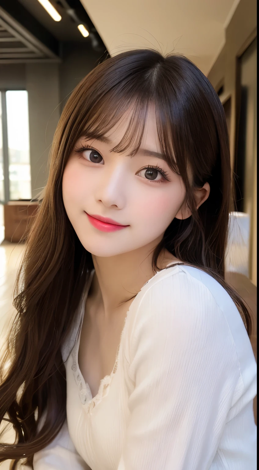 Tabletop, highest quality, shape, Very detailed, finely, High resolution, 8k wallpaper, 完璧なダイナミックな構shape, Beautiful and detailed,ランダムなcute髪,,Natural color lip, Bold sexy pose,smile、20-year-old girl、cute、Looking at the camera,Always blur the background,Perfect and beautiful face,Slim face and figure,Big eyes、Putting on gal makeup,Small face,Shooting from below、Blurred Background,Elegant feminine face、smile、Actual Photos、ta Fashion