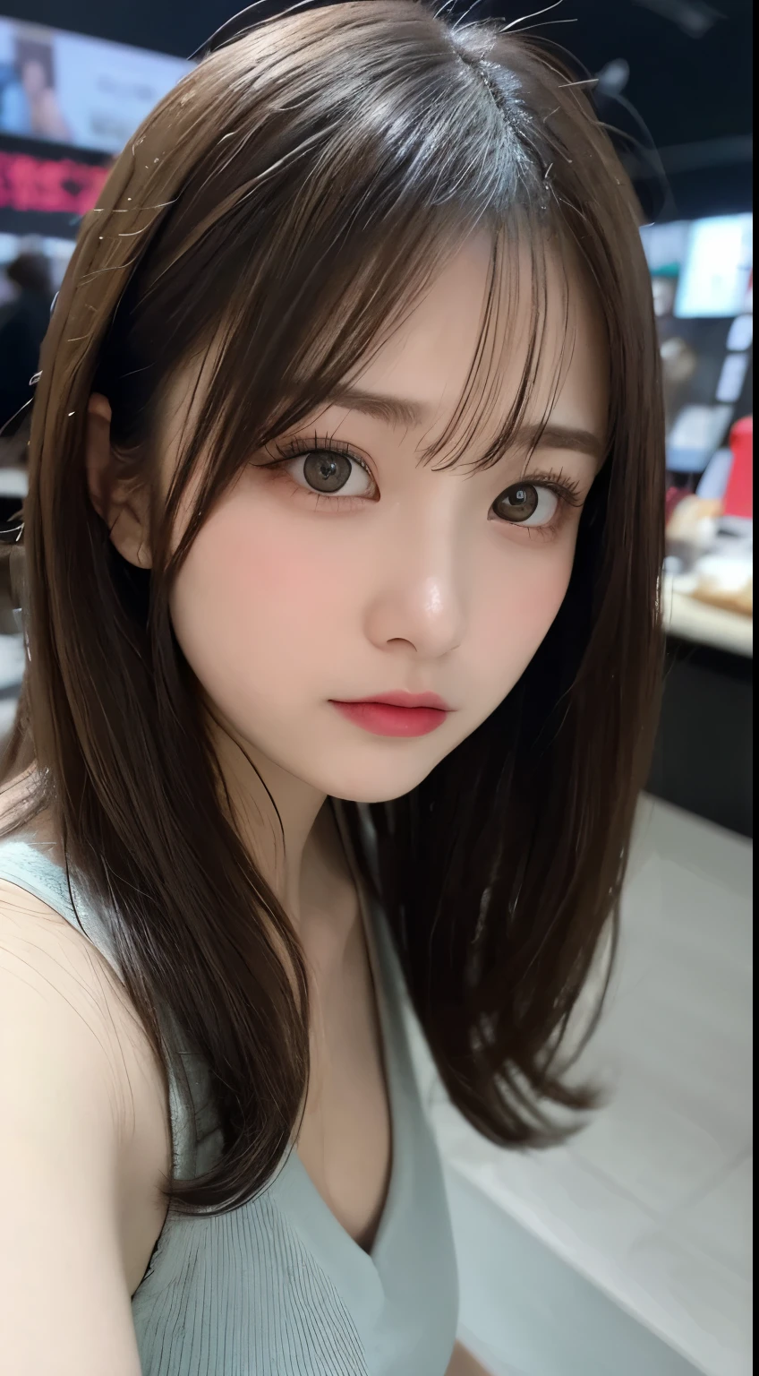 Tabletop, highest quality, shape, Very detailed, finely, High resolution, 8k wallpaper, 完璧なダイナミックな構shape, Beautiful and detailed,ランダムなcute髪,Natural color lip、20-year-old girl、cute、Looking at the camera,Always blur the background,Perfect and beautiful face,Slim face and figure,Big eyes、Putting on gal makeup,Small face、Blurred Background、Cyberpunk Fashion、Change pose randomly、Randomly change the shooting angle and position、Top to bottom々Shoot from the right angle and direction、A face enduring intense pain