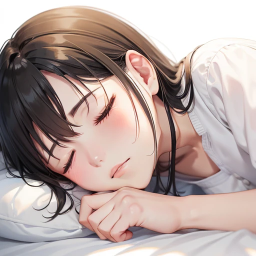 Sleeping Woman、Landscape、close your eyes、White Background