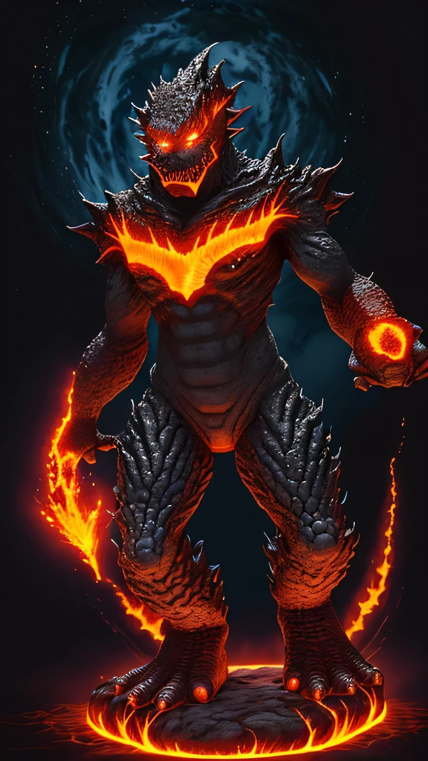 A scary lava monster with cosmic power