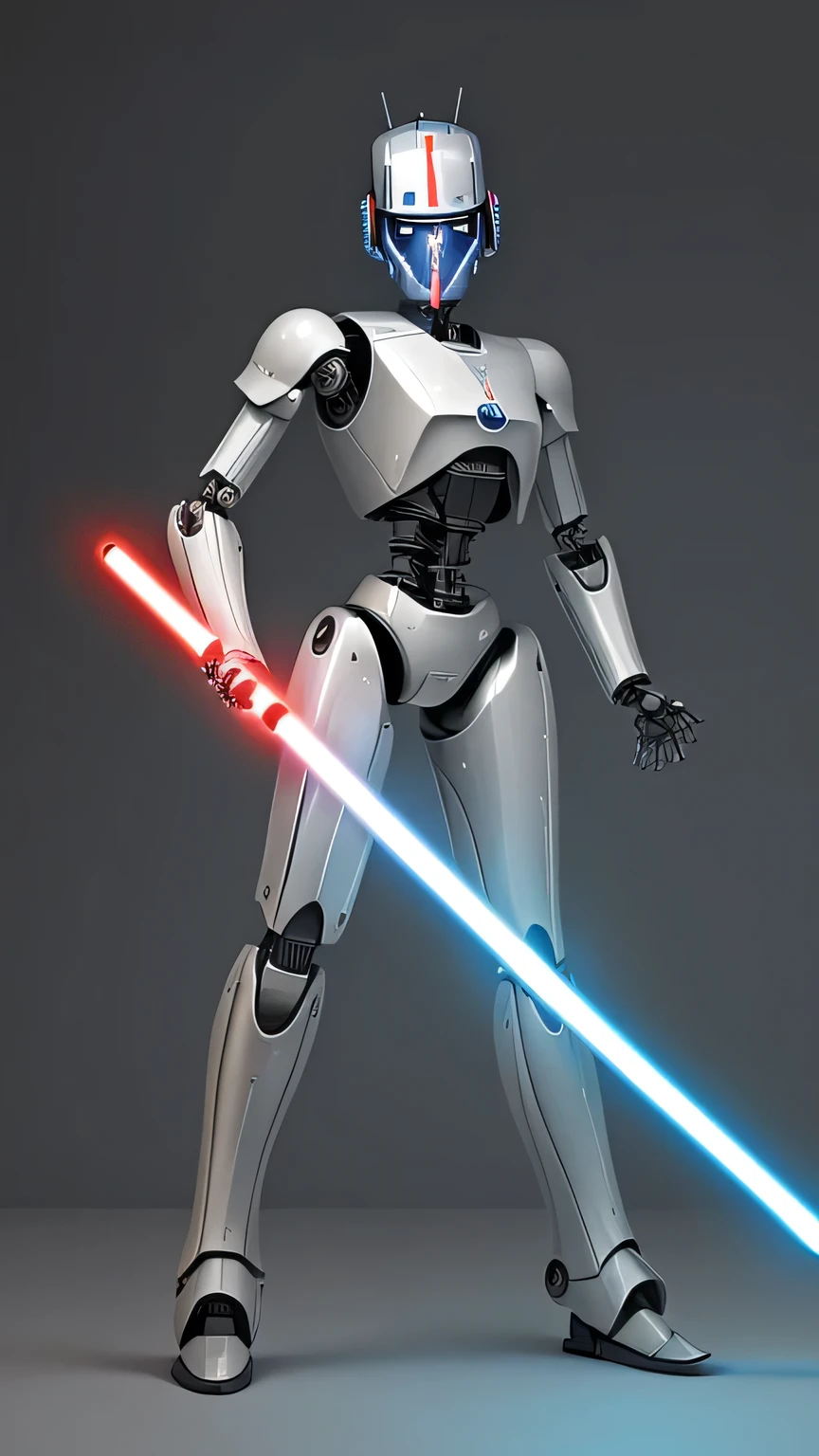 A robot with light saber