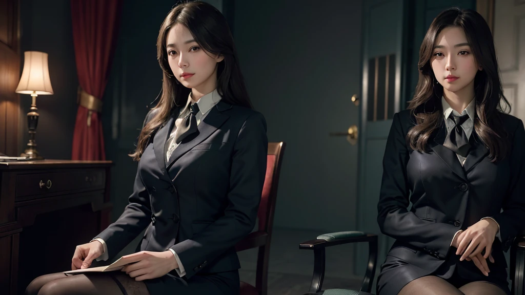 highest quality, masterpiece, 8k, Ultra-high resolution, (Realistic:1.4), Very detailed, Intricate details, Delicate and beautiful, Good lighting, Professional Lighting, Sharp focus, Detailed Shadows, Exquisite detail and texture, Depth of written boundary, unity 8k wallpaper, Structure of the film, Cinema Lighting, Official Art, flight attendant, flight attendant, Black Pantyhose, (aircraft, (aircraft回廊), aircraftの座席) Beautiful and elegant face, Detailed face, Fine grain, Realistic Hair, Long Hair, (One girl), (Are standing:1.3),