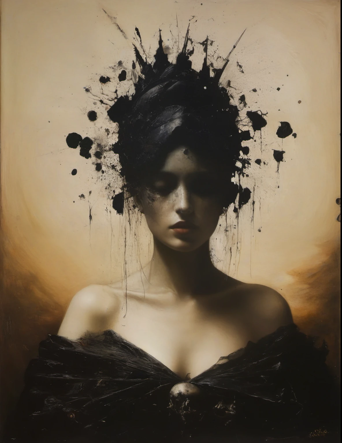 James Gurney, Surrealist art , dream-like, Mysterious, Provocative, symbolic, Complex, detailed,, (Gothic but very beautiful:1.4), (masterpiece, highest quality:1.4) , Nicola Samori Style, I