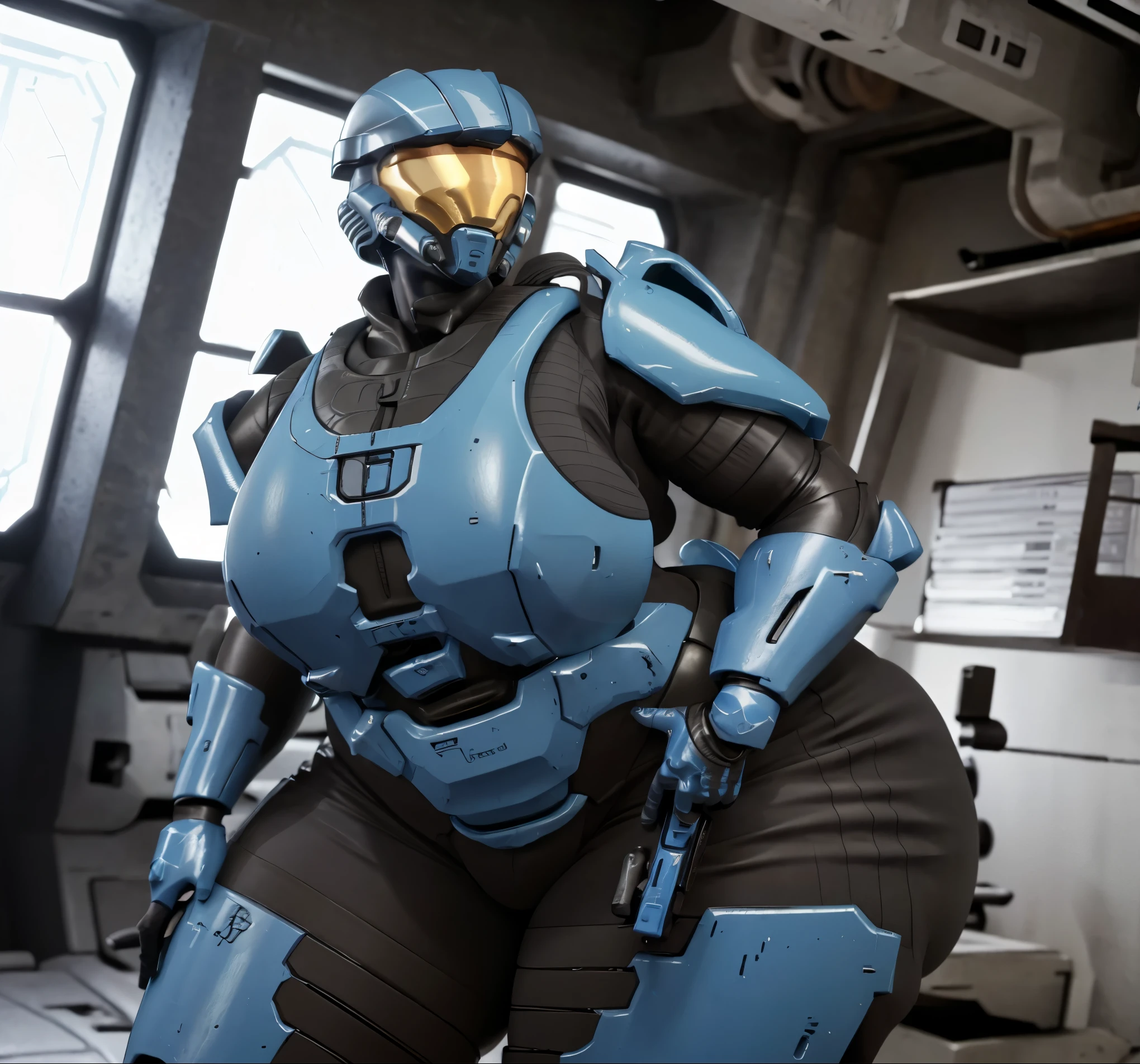 Masterpiece, High quality, ((character concept art)), ((character design sheet, same character))

a futuristic-looking female military commander, wearing a ((kevlar helmet)) and is dressed in ((turquoise suit)), wearing epTactical, XCOM game inspired, XCOM character, ((thicc wide hips)) tall, video game character design, accessories, hoodie,

Expert high detail concept art, comic book style, intricate comic book outline line work, flat colors, concept art, solid background ((4k hands)) ((huge tits)) ((pussy))