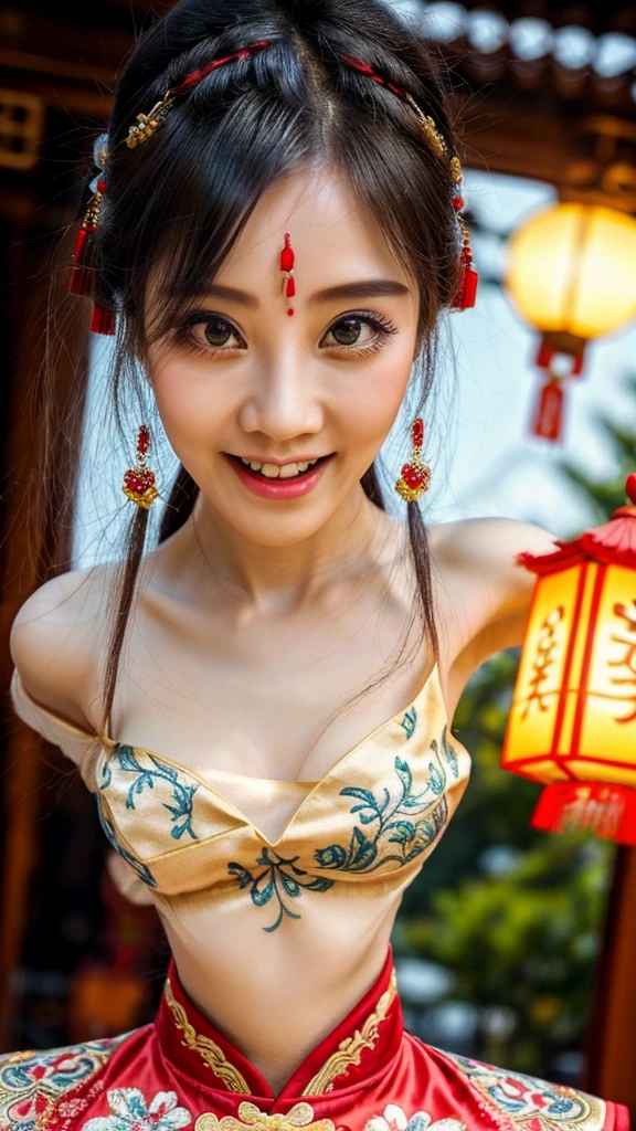 (best quality,ultra-detailed),(traditional Chinese clothing, Hanfu),(beautiful detailed eyes,beautiful detailed lips),(flying, jumping),(dancing movements),(colorful and vibrant),(outdoor scene),(natural lighting), (flower garden),(lush greenery),(flowing long hair),(graceful),(joyful expression),(distinctive hair accessories),(traditional embroidery),(elaborate headpiece),(exquisite dress design),(elegant poses),(dynamic motion),(happiness),(traditional Chinese architecture),(harmonious),(soft ethereal atmosphere),(fine brushwork),(subtle textures),(rich color palette),(Chinese calligraphy inspiration),(scenic background),(serene),(fine details),(pleasant weather),(authentic cultural elements),(traditional fan accessory),(historical aesthetics),(romantic),(traditional music),(traditional dance),(cheerful and lively),(traditional hairpin),(graceful movements),(feminine),(nature-inspired motifs),(traditional makeup),(intricate patterns),(festive),(traditional accessories),(traditional culture representation),(traditional jewelry),(joyous celebration)