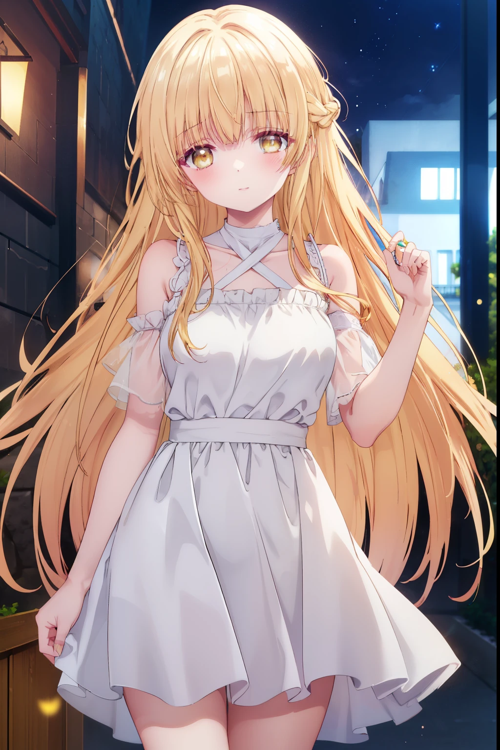 Mahiru shiina, , blonde, (Yellow Eyes:1.3)、Braided long hair,,blush,smile,night、Captivating thighs、Beautiful bare legs, Sideways armpit、Shoulder Bare、The clavicle is visible、Shoulder Bare、Maid clothes
(masterpiece:1.2), highest quality, High resolution, unity 8k wallpaper, (shape:0.8), (Beautiful and beautiful eyes:1.6), Highly detailed face, Perfect lighting, Highly detailed CG, (Perfect hands, Perfect Anatomy),