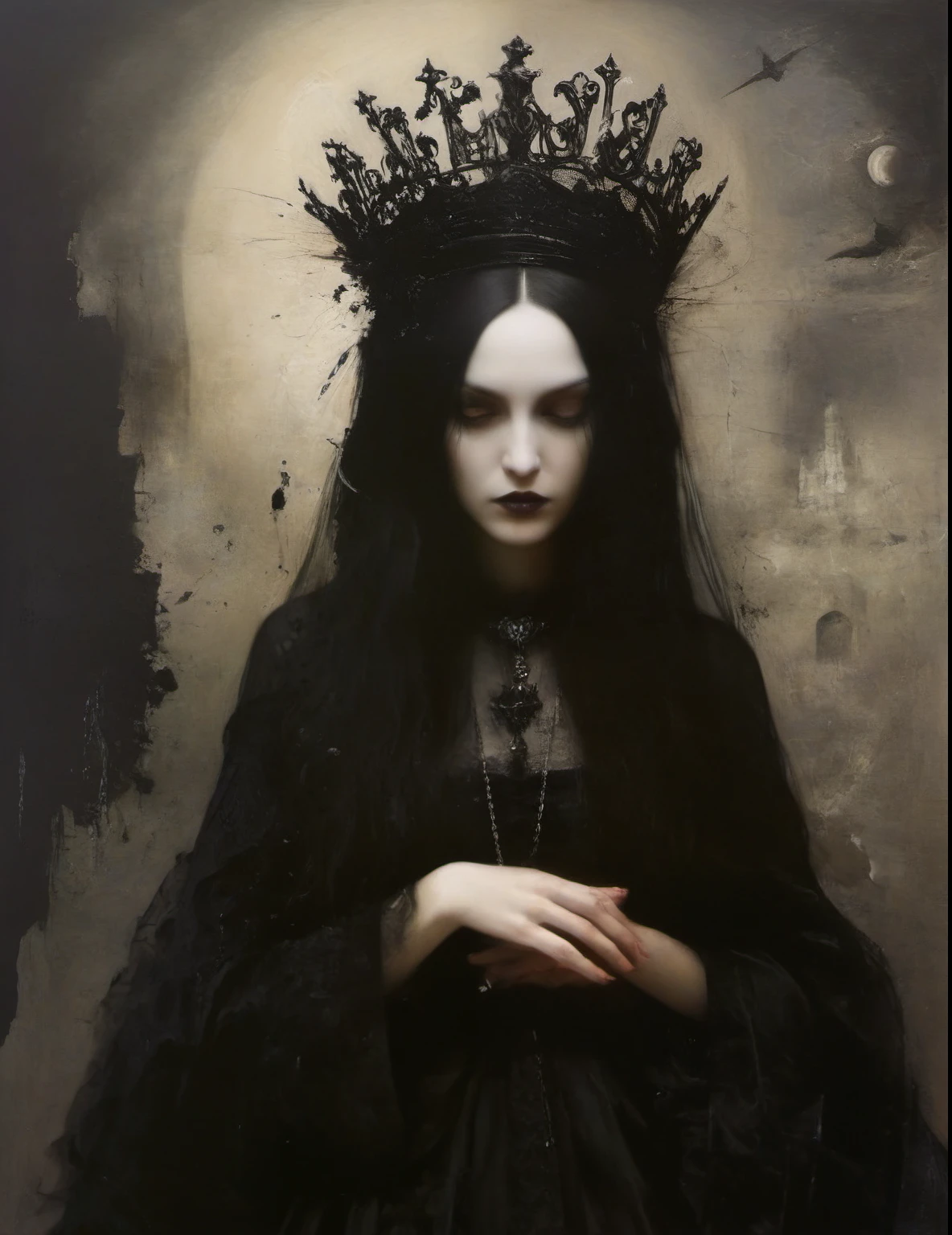 James Gurney, Surrealist art , dream-like, Mysterious, Provocative, symbolic, Complex, detailed,, (Gothic but very beautiful:1.4), (masterpiece, highest quality:1.4) , Nicola Samori Style, princess