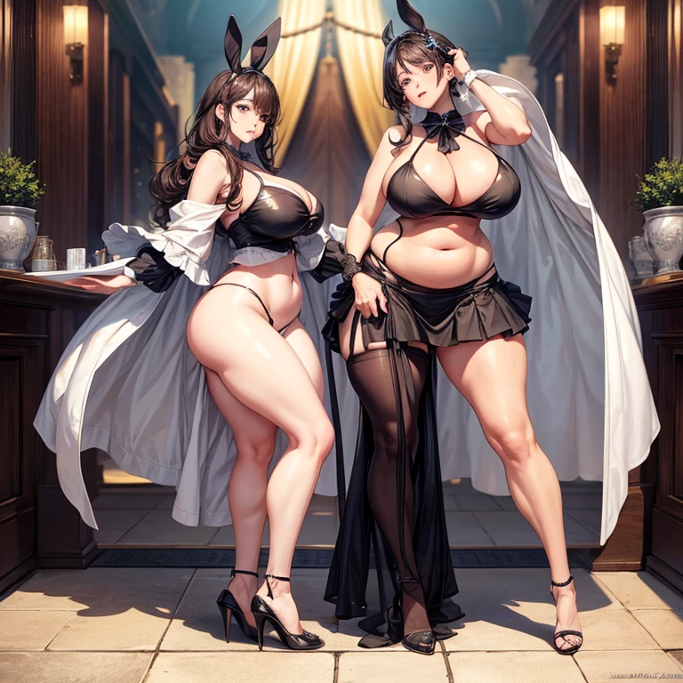 Large Breasts, Big Hips,Full Body Shot, Mature mother, Whipping the lower body, Plump thighs, ox, Seductive mature woman, Perfect body, Plus Size Model,The skirt is short,bunny、Sexy pose