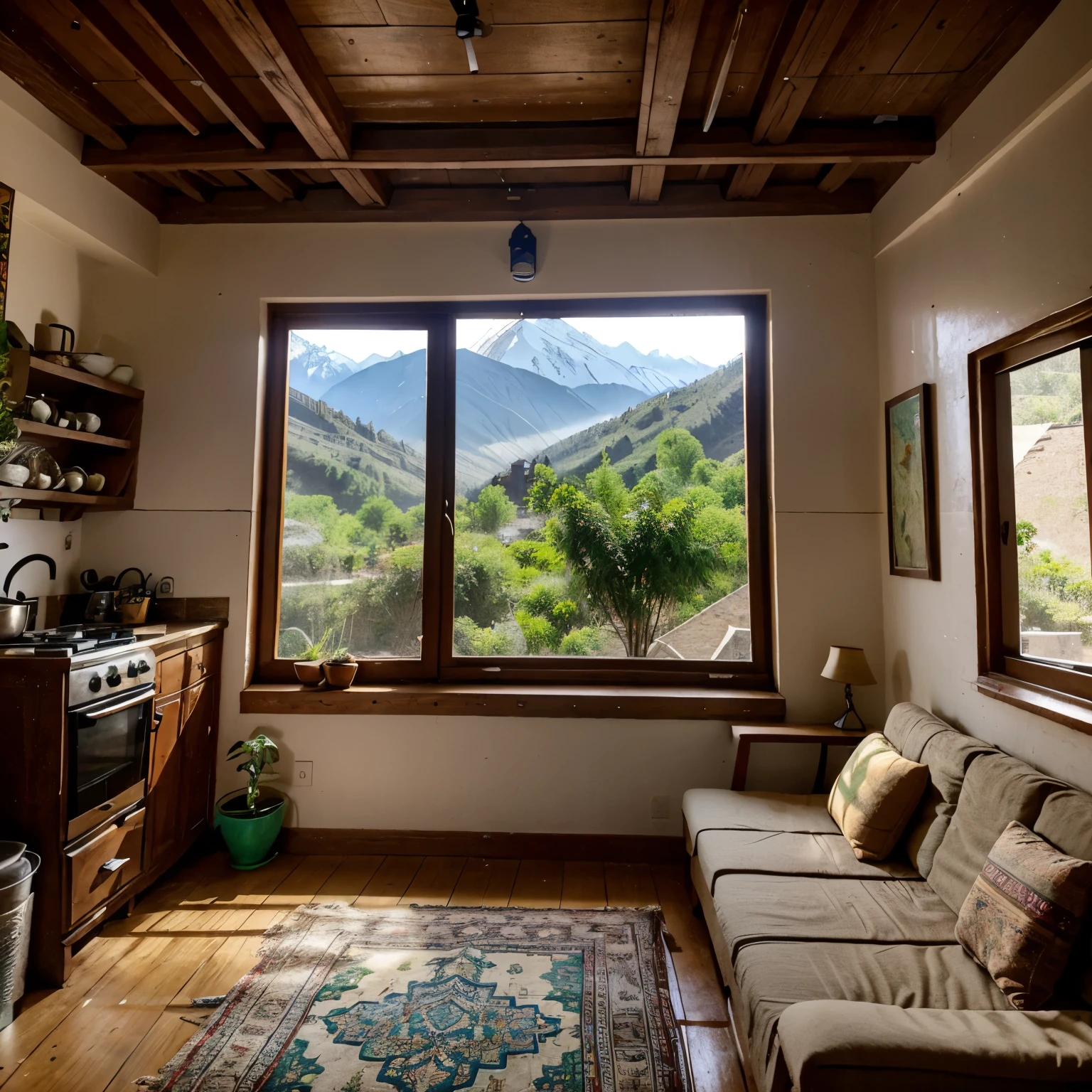 A multi story house in Manali Himachal pradesh which offers community space to create art, meet & greet. Garden with coffee bar space and sitting corner. One living room , kitchen with a window. One guest room for airbnb. House’s style would be mix of traditional Kathkuni style with eclectic touch and bohemian design. Backdrop as a mountain behind the house.