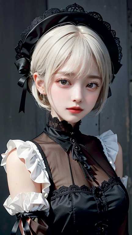 Please draw a super beautiful girl with short white bob hair wearing a gothic lolita outfit.。She exudes an elegant and dark vibe.、She exudes a unique beauty in Gothic Lolita fashion.。Her white hair is tied up in a neat short bob.、It highlights her individuality and sophisticated beauty.。
Her gothic lolita outfits are dark and luxurious in design.、It brings out her elegance and mysterious charm.。Lace and ribbon、Accents such as ruffles、It is a hallmark of her Gothic Lolita style.。Her pose is graceful、It expresses her deep worldview hidden inside her.。
Her eyes shine with mystery、Combined with her charming smile、It highlights her individuality and charm.。Her smile has a unique charm、She shows her confidence and sophisticated beauty in Gothic Lolita fashion.。Her appearance is美しく、Her presence stands out in the world of Gothic Lolita.。
This super beautiful girl with white short bob hair and gothic lolita style is、It has a unique charm and sophisticated beauty.。Her appearance is、Her presence and charm in the world of Gothic Lolita fashion are fused together.、It's a fascinating and mysterious sight.。