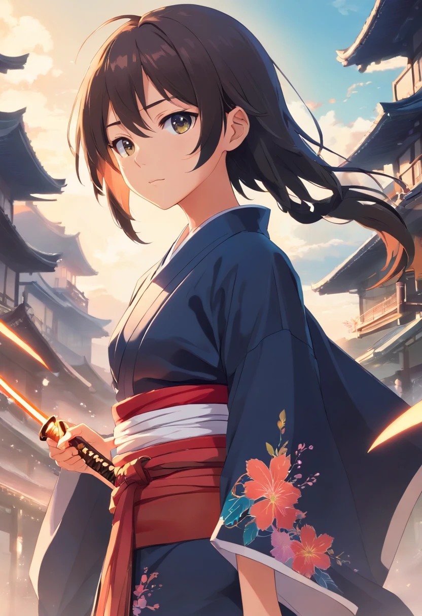 1 chico, solo, pelo pintiagudo, cabello ?????, ojos ?????, kimono ?????, alto, katana en su mano derecha, bleach