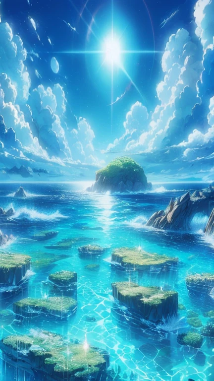 high seas, Vast ocean, March, horizon, Anime scenery style