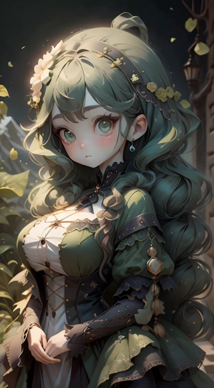 Costumes, Long Hair, girl, Big eyes, Green Mountain々、high quality、Ultra delicate、Mid-chest、