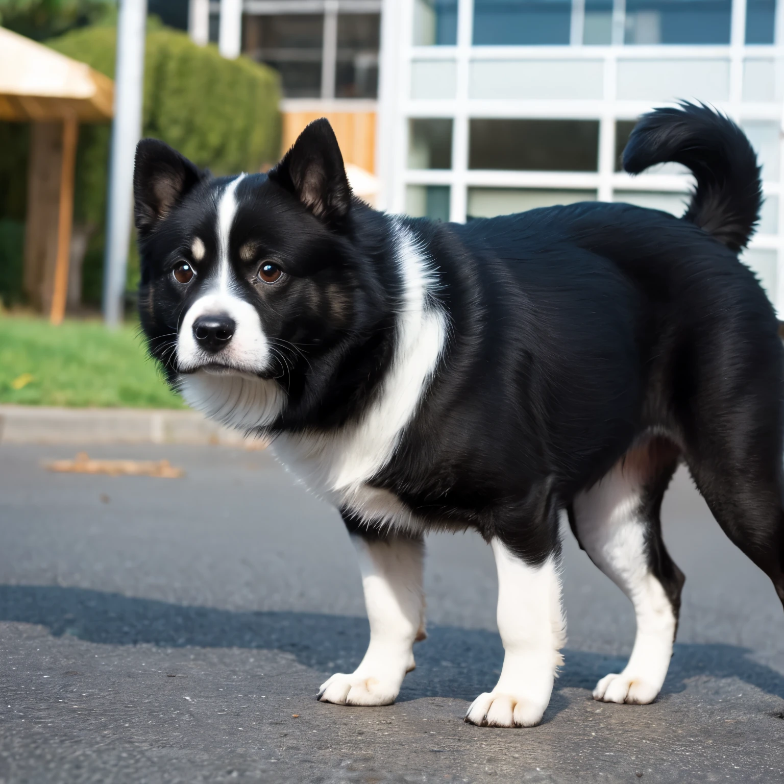 Chubby black color dog