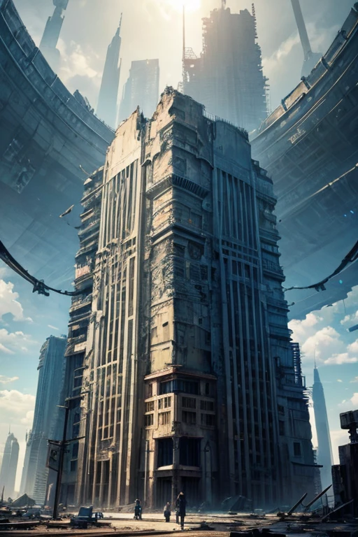 highest quality、A ruined futuristic city、dim、Surrealism