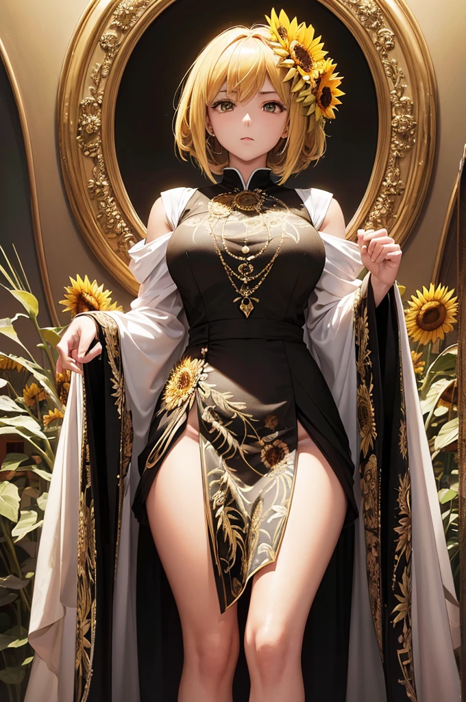 (Finest quality)),(A high resolution),(ultra-detailled art),(Meticulous portrayal),((Best Anime)),(Finest works of art),sharpness,Clear,Ultra-Precision Art,The art of astounding depiction,
huge sunflower, extremely detailed sunflower, sunflower with stem, perfect sunflower, sunflower facing the camera, tall standing sunflower,