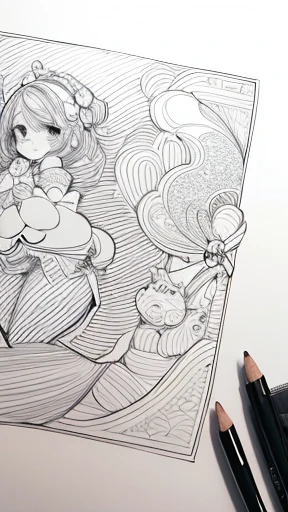 (Thick line drawing)、An illustration、Monochrome、